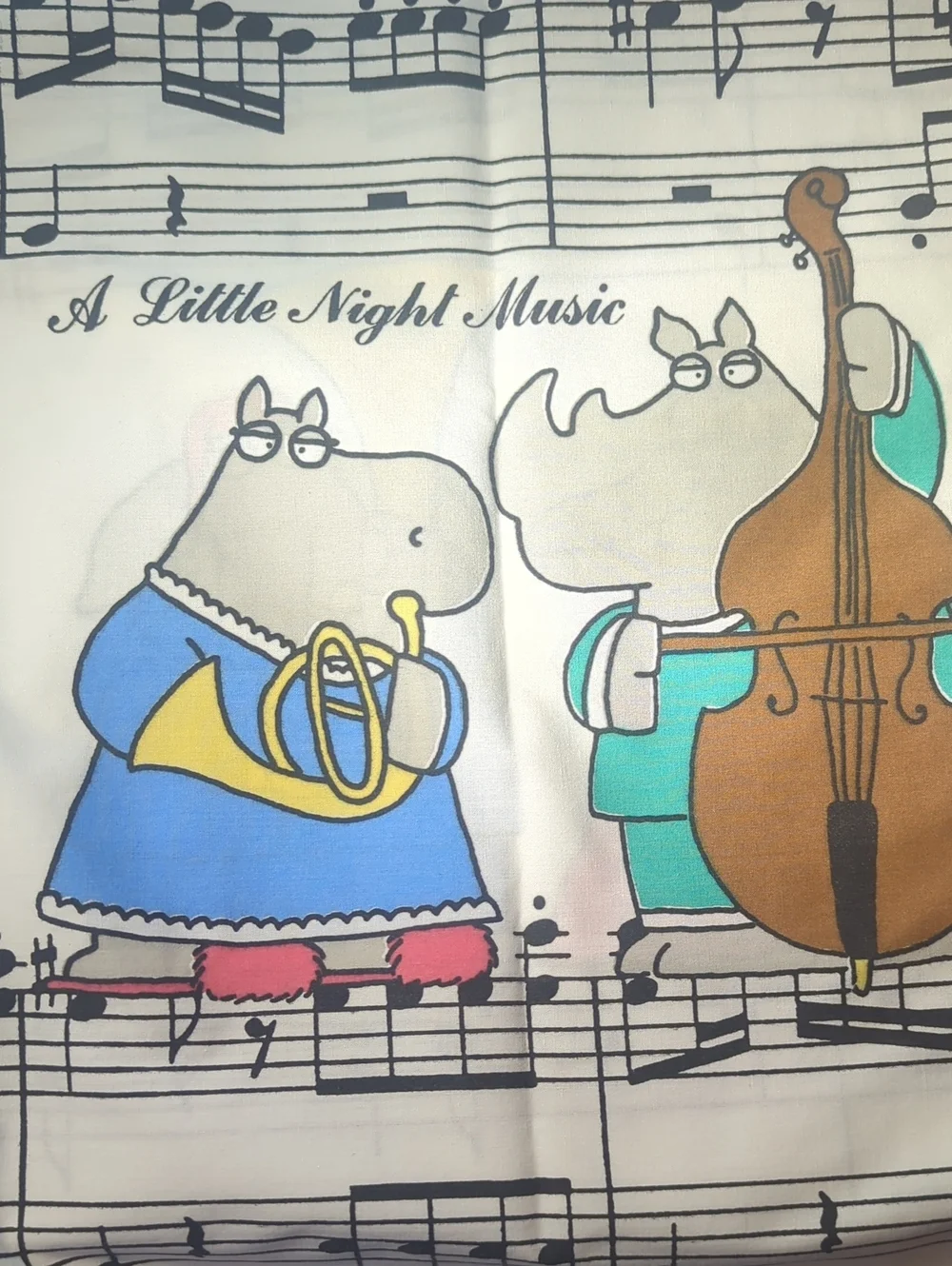Vintage Sandra Boynton for Martex Musical Theme Standard Set Pillow Cases (2)